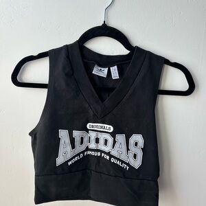 Adidas Black Crop Top with Bold White Logo